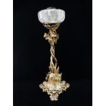 19th century gilded oil lamp stand - The column formed as a grapevine with fruiting grapes and an