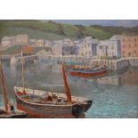 CHAS H. STANLEY (XX) Cornish School Mevagissey Oil on canvas laid to board Signed and dated 1952 and