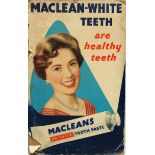 Advertising trade card - A polychrome pictorial sign 'MACLEAN-WHITE TEETH are healthy teeth', 36.7 x