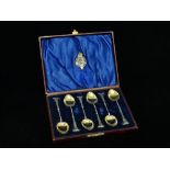 A cased set of six silver teaspoons, Birmingham 1897, makers mark for S Blanckensee & Son Ltd,