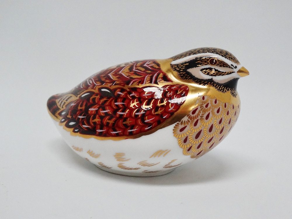 Royal Crown Derby - A paperweight modelled as a partridge, marked MM and hand painted mark D to