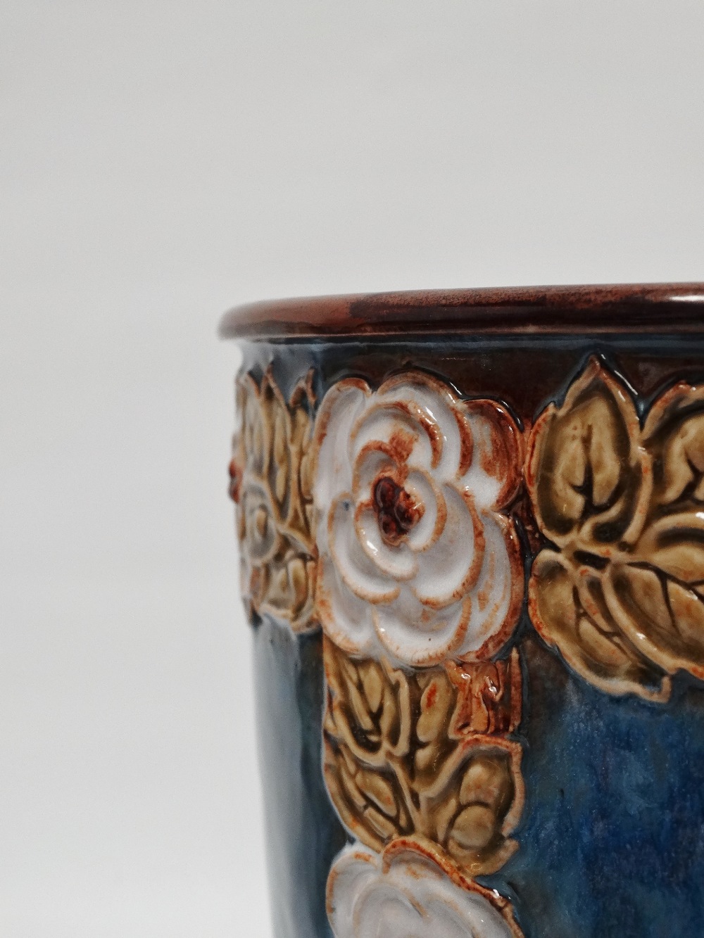 Royal Doulton England - A jardiniere with relief decoration, No.8318, maker's mark for WB to base, - Image 5 of 5