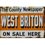 Rare wall mounted double sided Vitreous Enamel advertising sign - 'The County Newspaper - WEST