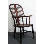 Victorian Windsor chair - A smoker's bow type Windsor high back chair with shaped splat and one