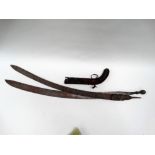 MILITARIA - Two Indian sword blades, circa 1900, longest 92cm, together with a mid 19th century