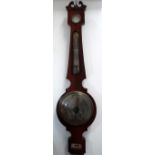 19th century wheel barometer - A rosewood cased four glass wheel barometer, length 97.5cm.