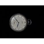 A Tissot 1930s ultraslim chromium cased pocket watch, with top winder and inset seconds dial at 6,