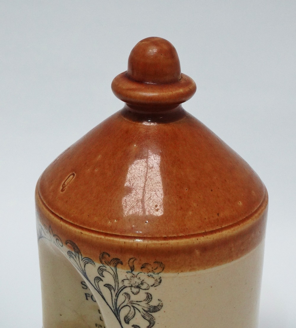 Doulton Lambeth - A two part salt glazed flagon shaped vessel, printed 'Sanitary Fountain' Rd No. - Image 6 of 6