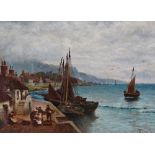A. TAYLOR (1832-1868) Harbour Scene Oil on canvas Signed Framed Picture size 39 x 54.5cm
