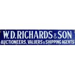 Vitreous Enamel advertising sign - 'W.D. RICHARDS & SON Auctioneers, Valuers & Shipping Agents',