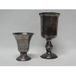 Pewter - Two pewter vessels, one in the form of a late 19th/early 20th century pedestal cup/goblet