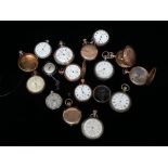 Pocket watches, restorers - A large quantity of mostly American open faced watches, with silver