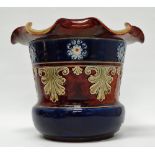 Doulton Lambeth England - A jardiniere decorated in bas relief, No.9384, maker's mark for HW to