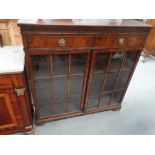 19th century astragal glazed bookcase - A mahogany bookcase with two drawers over two astragal