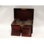 Egyptian Revival tea caddy - A 19th century oak and walnut semi domed two sectional tea caddy with