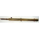 Marine brass telescope on stand - A large brass cased adjustable telescope with fixed eyepiece on