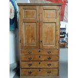 19th century pine housekeeper's cupboard - The top with two cupboard doors opening to reveal