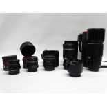Six Pentax bayonet-fit lenses comprising: SMC Pentax-M Zoom 28-50mm f 3.5 - 4.5 in case; SMC-M