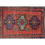 An Iranian Hamadan hand knotted woollen rug, 186 x 129cm.