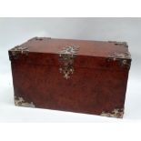 19th century burr walnut work box - Howell James & Co Regent St London with silver plated mounts,