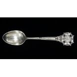 A silver teaspoon inscribed 'The Miniature Rifle Society Clubs' with motto 'Look Forward', Sheffield