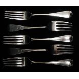 Five silver dessert forks, London 1890, maker's mark for Wakely & Wheeler (James Wakely & Frank