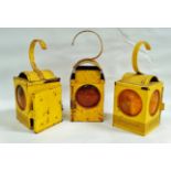 Automobilia - Three (one plus two) road lamps, one marked 'Chalwun' with three bullseye glass