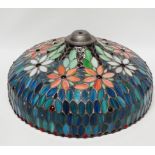 Tiffany style lampshade - A large polychrome stained glass lampshade, with metal plaque inscribed '