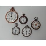 Pocket and fob watches - Fob watches - Two hallmarked silver, one .800 silver, one steel cased,