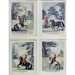 Continental Military Equine Hand Coloured Engravings With German and French script under Each