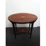 19th century rosewood two tier occasional table - With satinwood inlay and boxwood stringing on