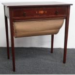 Early 19th century work/sewing table - Mahogany with ebony boxwood stringing and satinwood