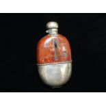 A silver and crocodile skin hip flask, Sheffield 1880, maker's mark for James Deakin & Sons (
