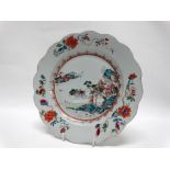 18th/19th century Chinese plate - A polychrome enamel decorated plate depicting a pagoda and