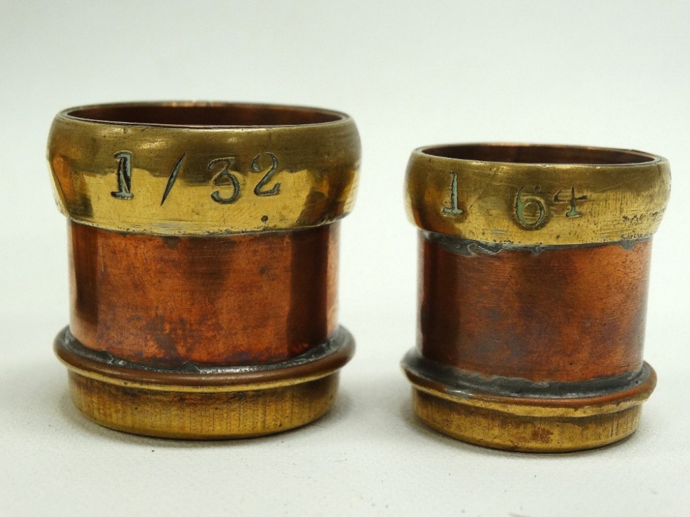 Indian graduated measures - A set of four copper and brass measures bearing Customs and Excise - Image 5 of 5