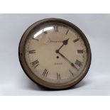 Regency wall clock - T. Bradford, Bath, a fusee with hand painted dial, convex glass, thin brass