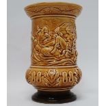 Sylvac - A bellied vase, No.4554, with relief of the goddess Salacia and dolphins, height 21cm.