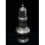 A silver pepperette of baluster form, Birmingham 1933, indistinct maker's marks, height 13cm, weight
