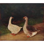 M. MILLARD Geese Oil on board Signed Bears sheet dated Dec 5 1925 to verso Picture size 25.7 x 30.