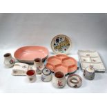 Poole Pottery - Twelve pieces, to include a large twintone bowl, two segmented serving dishes, two