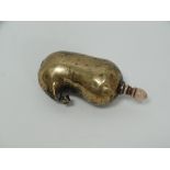 Antique African snuff box - A gourd shaped brass bodied container with a turned bone lid with