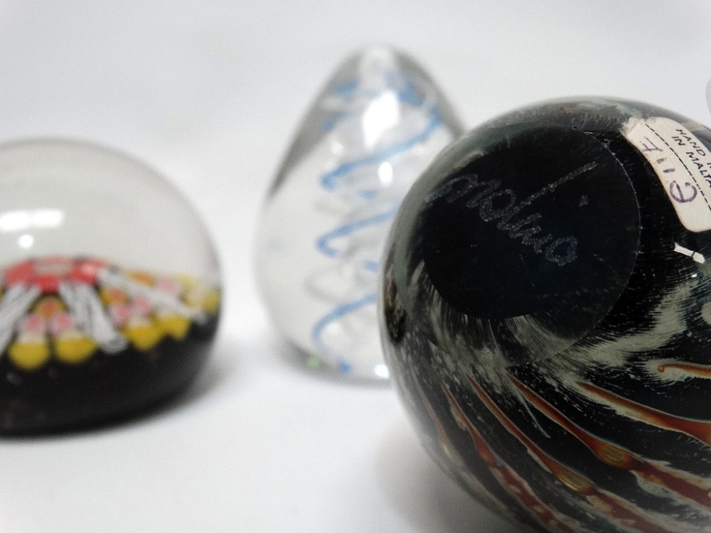 Glass paperweights - Five paperweights, three marked Wedgwood and one marked Mdina and another, - Image 5 of 5