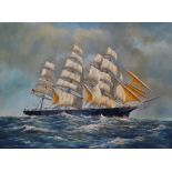 PHILIP MARCHINTON (B.1934) A Clipper Under Full Sail Oil on canvas Signed Framed Picture size 74.5 x