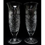Stuart Crystal - A pair of Stuart tall pedestal vases with hobnail decoration to sides, marked to