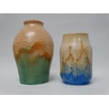 Trivetta - Two handmade vases, one numbered 154 to base, largest height 15.8cm.
