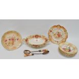 Carlton Ware - A twin handled oval dessert dish and silver plated servers, dish bears RD mark for