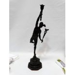 Mars, God of War bronze lamp - A patinated bronze figure of Mars with winged helmet and ankles,
