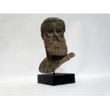 Classical bust - A cast plaster with bronze effect finish of a Greek figure, height 25.5cm.