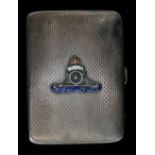 Asprey - Military cigarette case - A silver engine turned cigarette case with enamel decoration