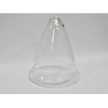 19th century gas pendant light shade - A clear glass circular tapering shade, height 37cm,